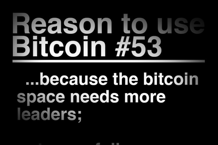 Bitcoin needs more leaders; not more followers.
